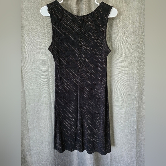 Rabbit Rabbit Rabbit Vtg 90s/Y2K  Black Metallic Tank Dress Slinky Sz 8P - Picture 3 of 5